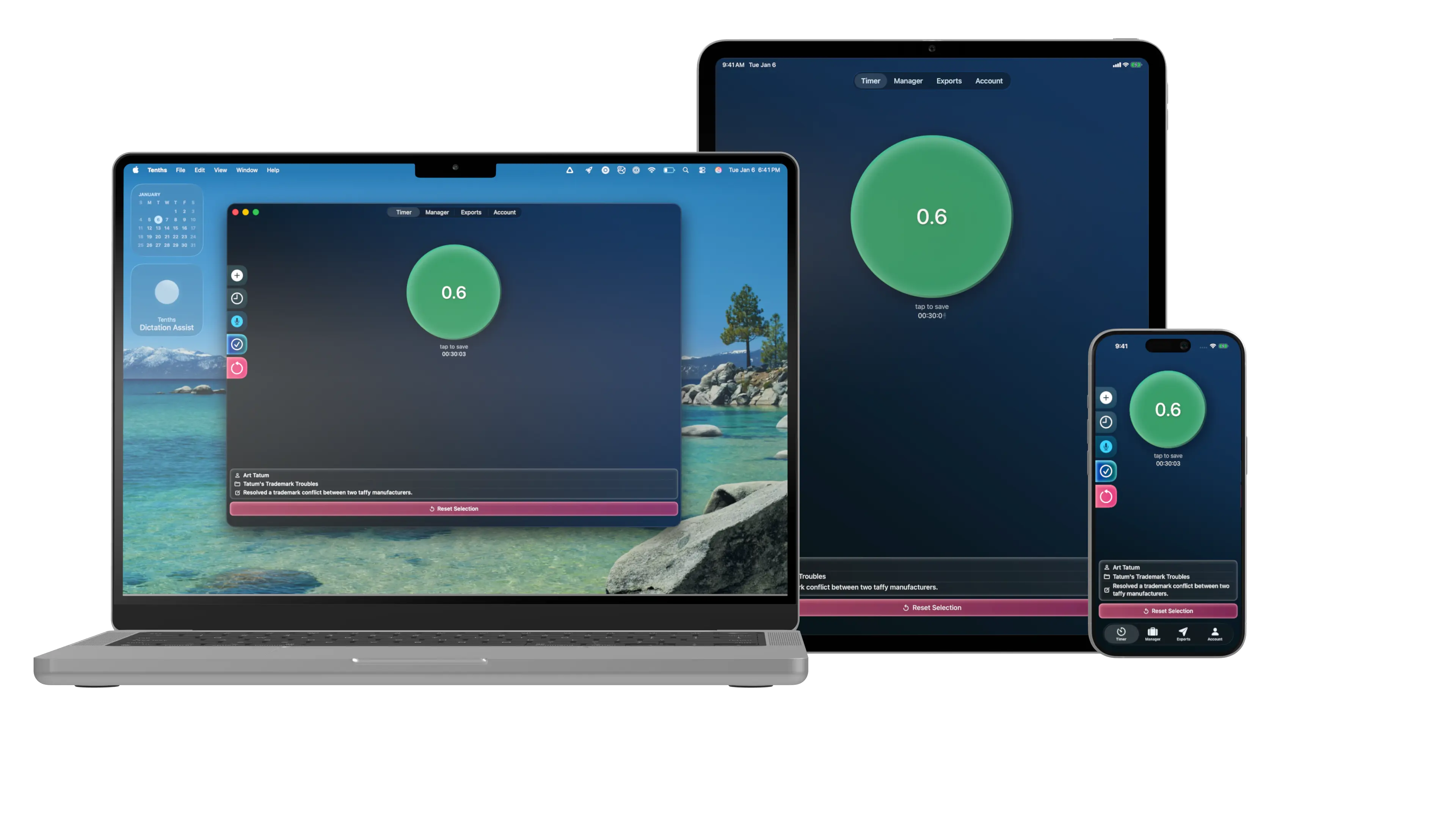 Tenths running on Mac, iPad, and iPhone